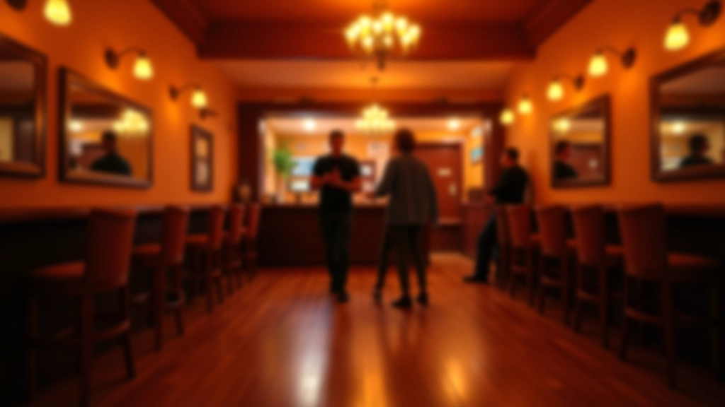 Warm and inviting dance venue interior with ambient lighting and wooden flooring